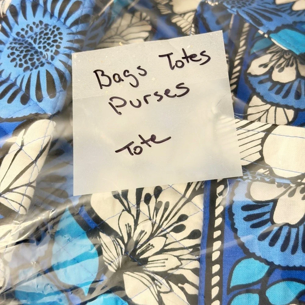Vera Bradley Blue Bayou Quilted Cotton Floral Shoulder‎ Tote Large